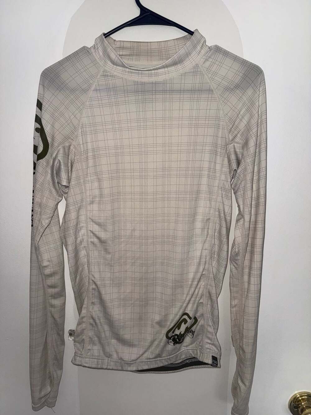Billabong Men's Long Sleeve Surf Rash Guard Mock Neck Grid Print Shirt